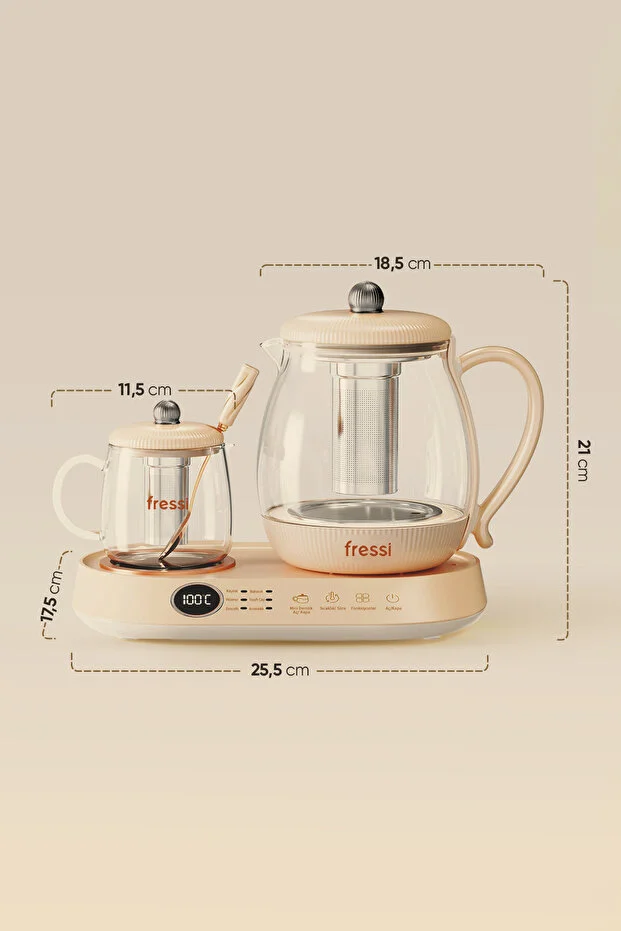 Standlı Dijital Göstergeli Cam Krem Çay Makinesi